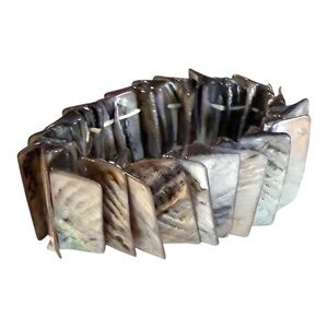 Iridescent natural shell stretch bracelet - gray & brown tones Women’s jewelry